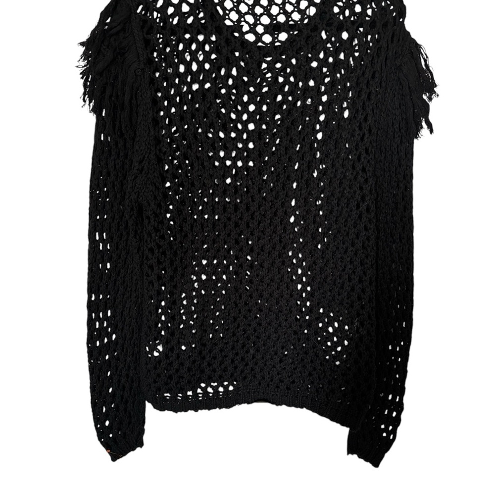 NWT Millau Black Crew Neck Sweater Open-Knit Design - Picture 2 of 2